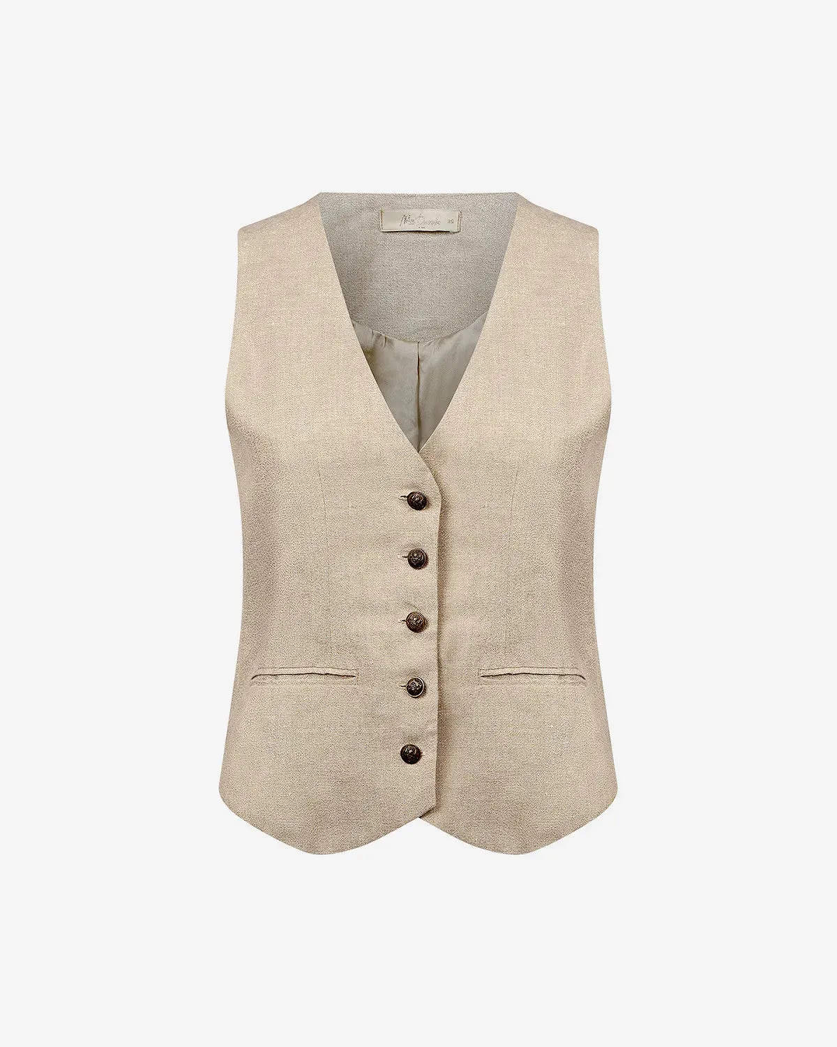 Mes Demoiselles Gold Lurex Woven Linen Vest