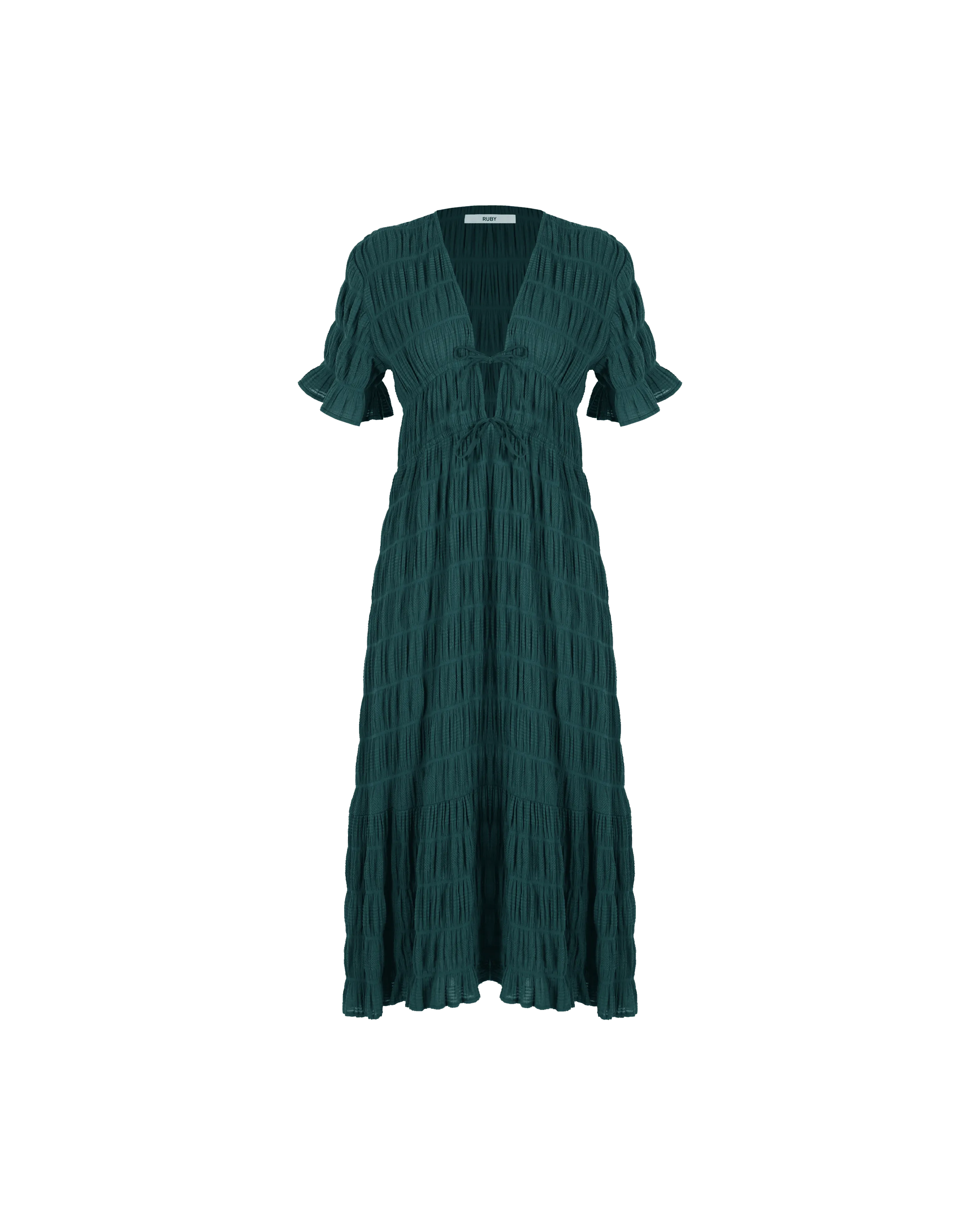 Mirella V-Neck Dress - Forest Green