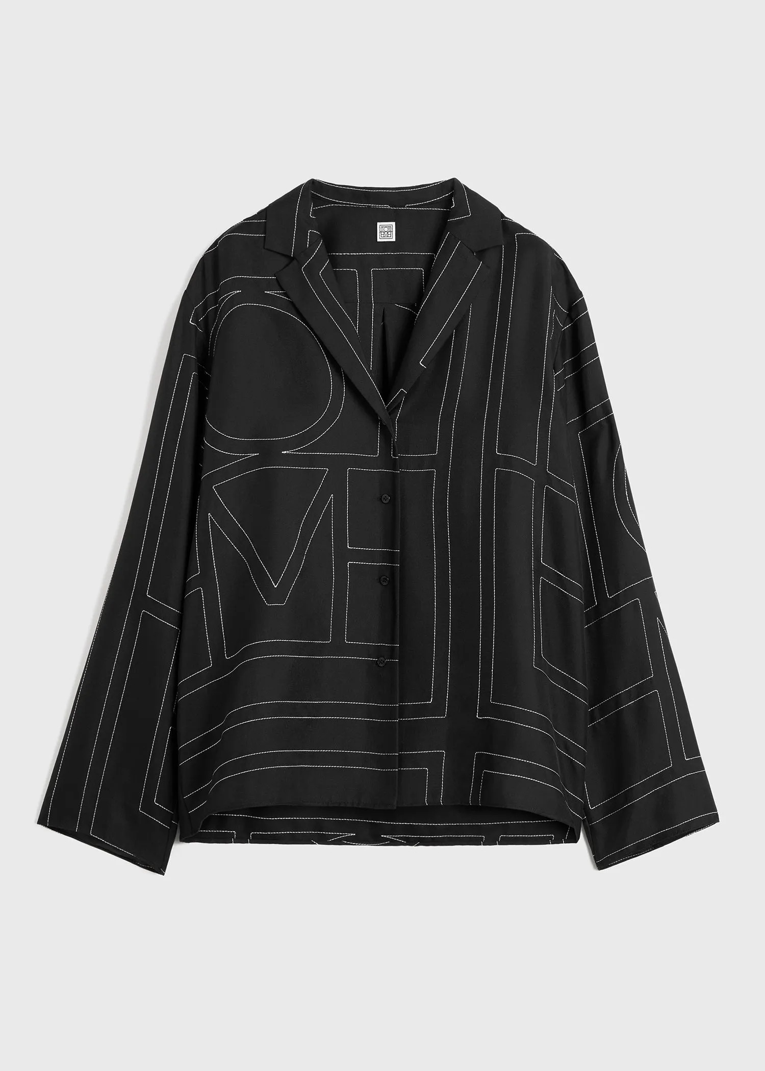 Monogram silk pj top black