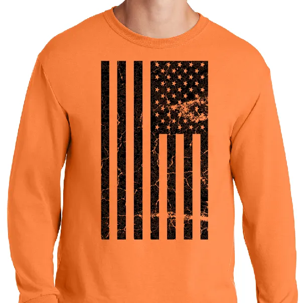 Motorcycles are Everywhere - Distressed Flag - Bright Orange Long Sleeve T-shirt