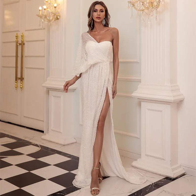 One Drape Shoulder Evening Gown