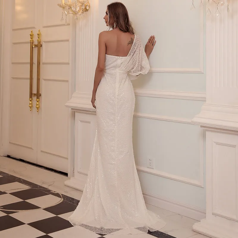 One Drape Shoulder Evening Gown