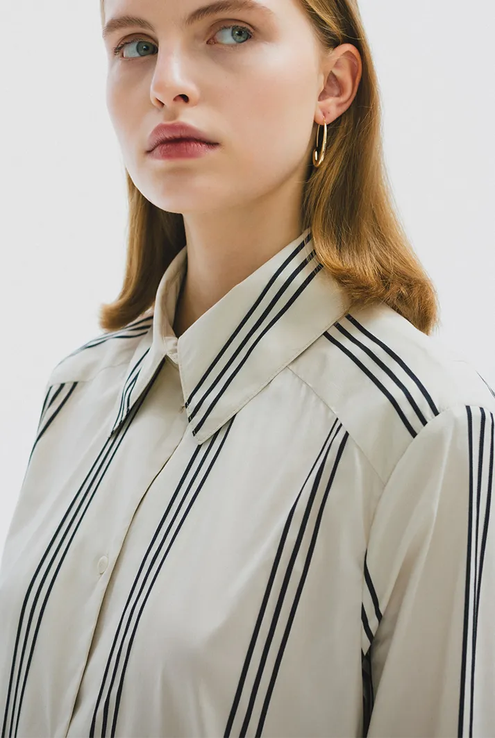 Oversized Striped Tunic Shirt Dress