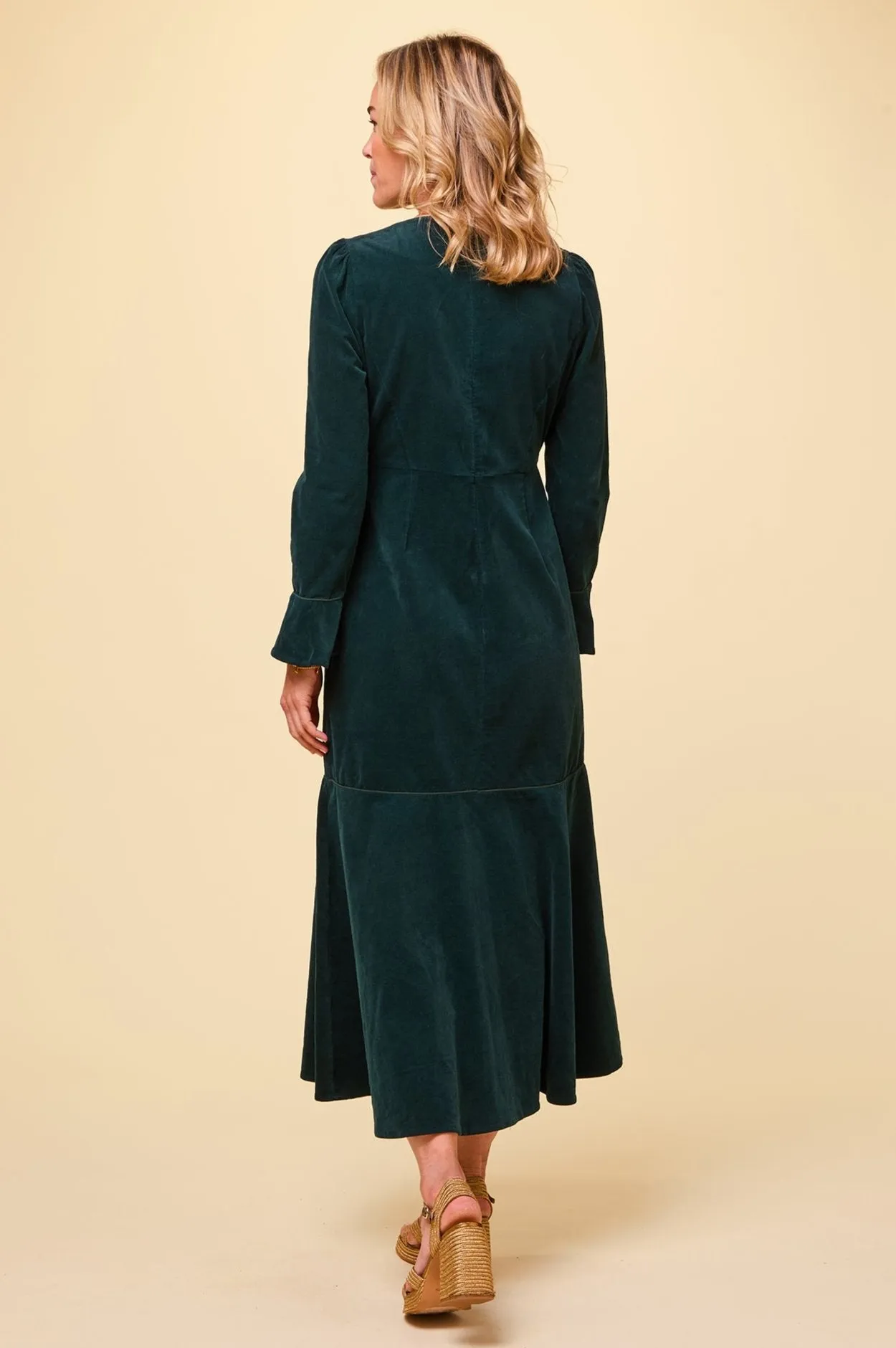 Paloma Round Neck Long Sleeve Dress | Bottle Green