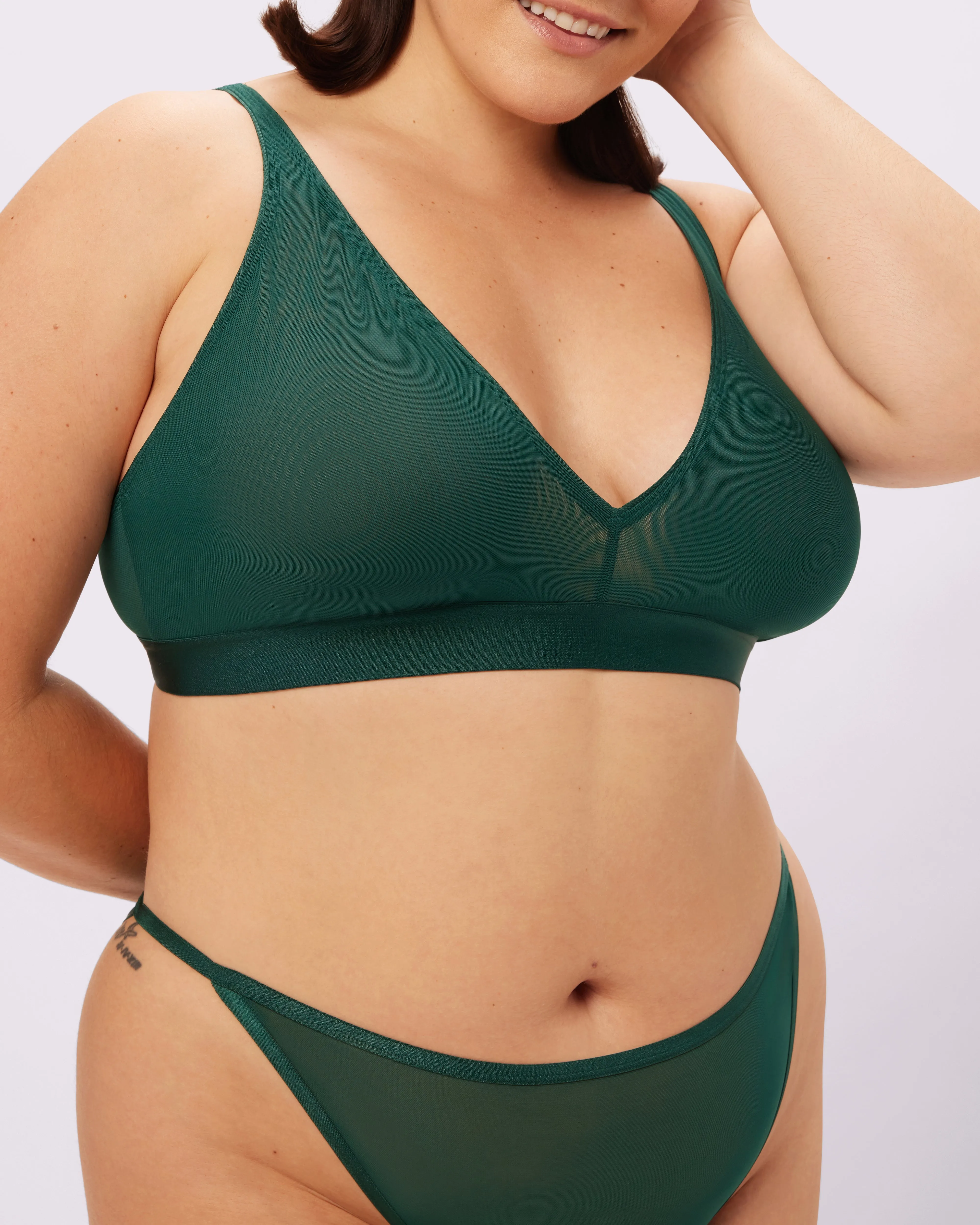 Plunge Bralette | Silky Mesh (Jade)