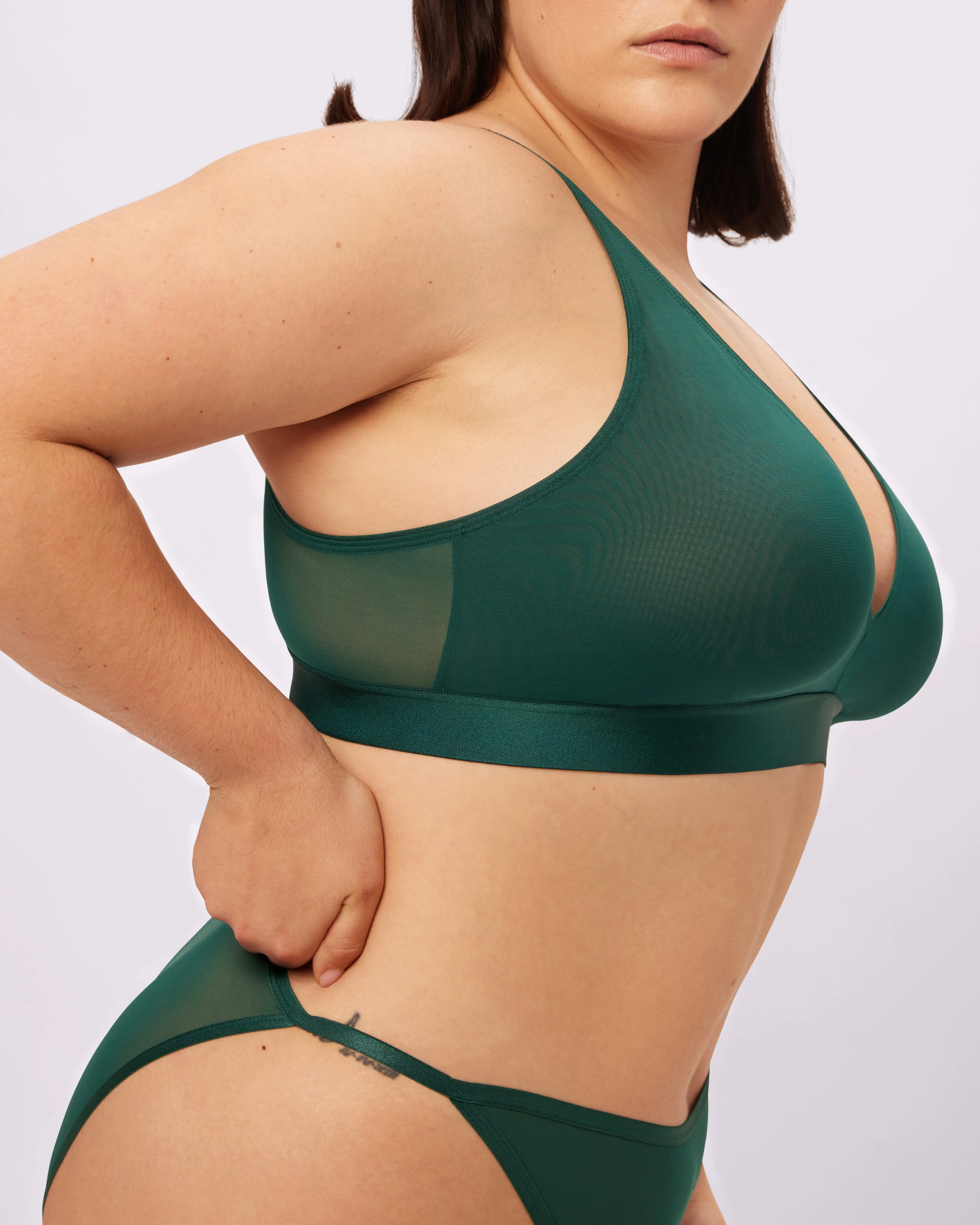 Plunge Bralette | Silky Mesh (Jade)