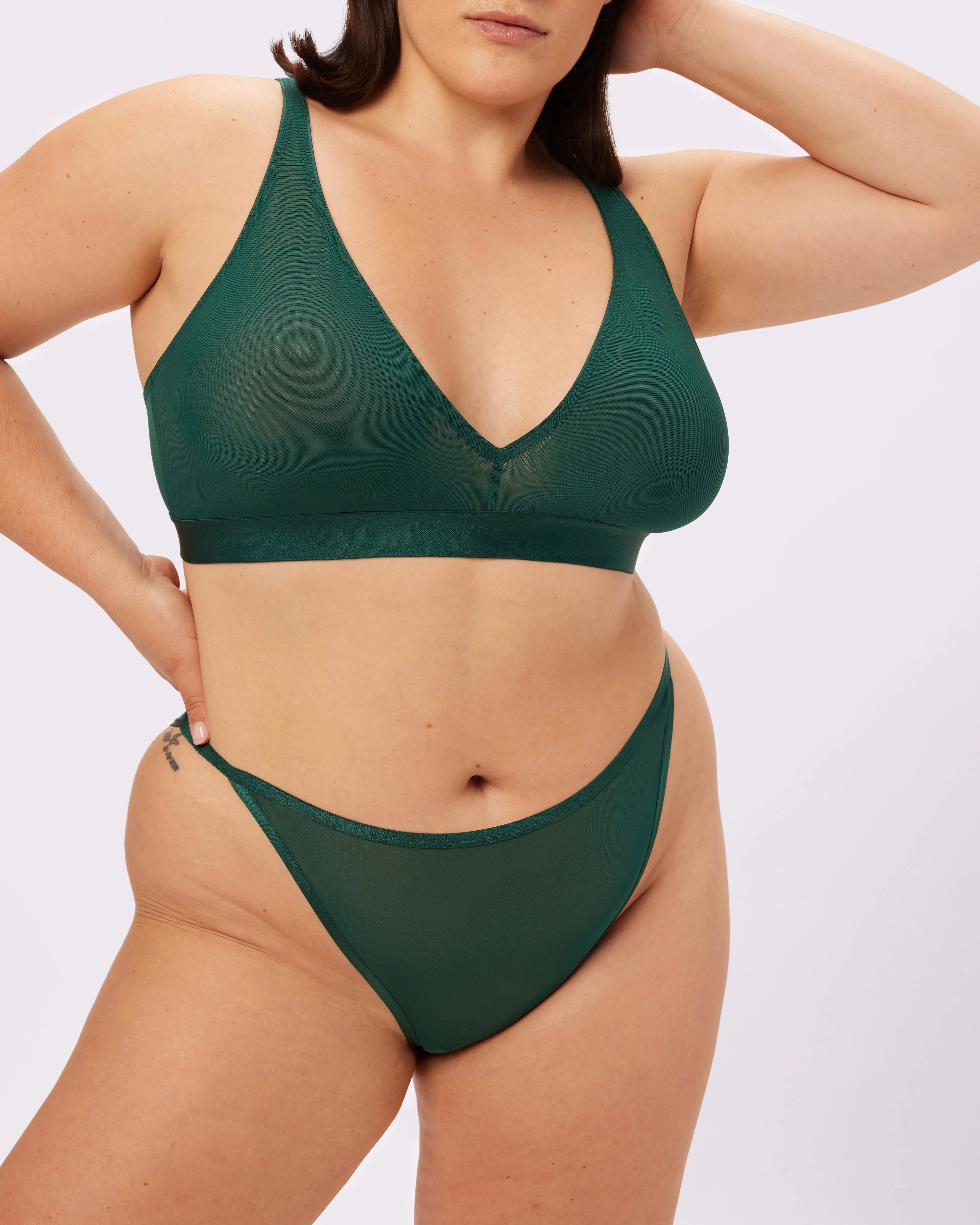 Plunge Bralette | Silky Mesh (Jade)