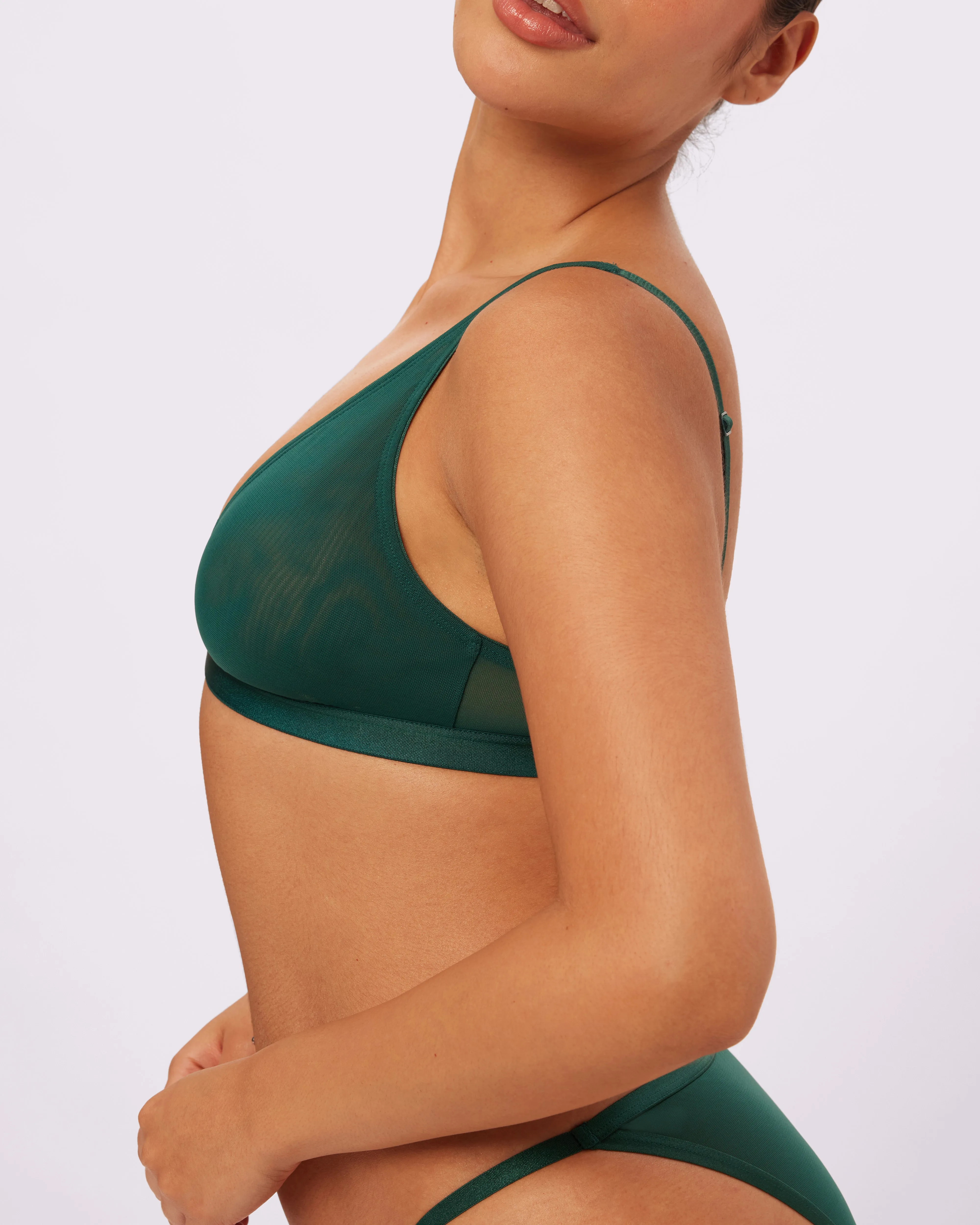 Plunge Bralette | Silky Mesh (Jade)