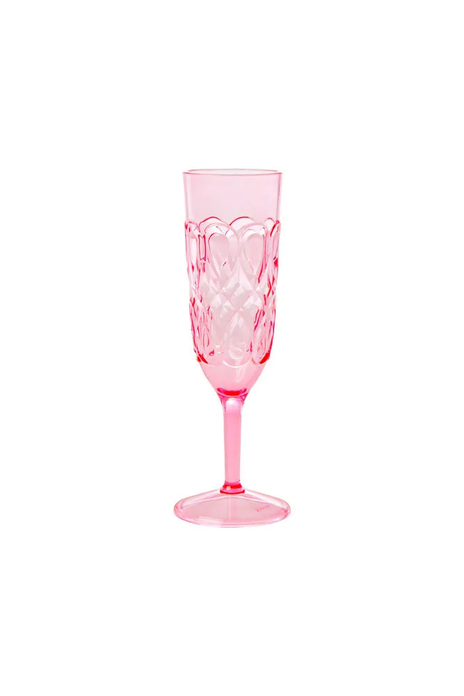 Pretty Embossed Pink Picnic Champagne Glass