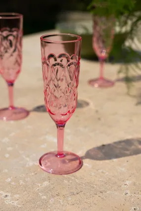 Pretty Embossed Pink Picnic Champagne Glass