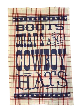 "Boots, Chaps, Cowboy Hats" Western Dishtowel