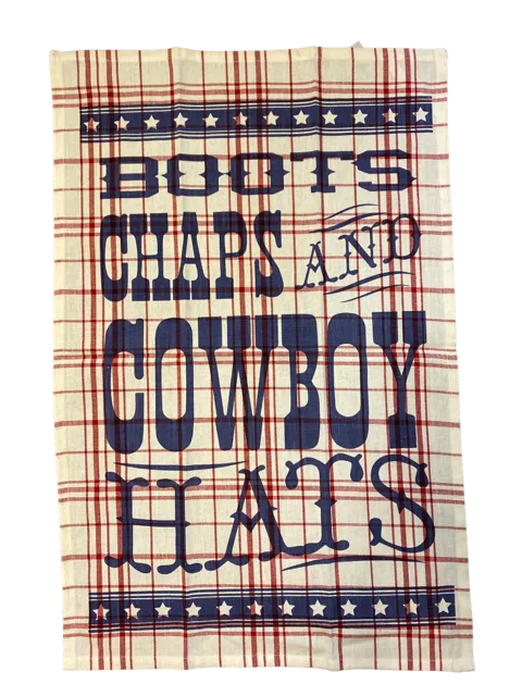 "Boots, Chaps, Cowboy Hats" Western Dishtowel