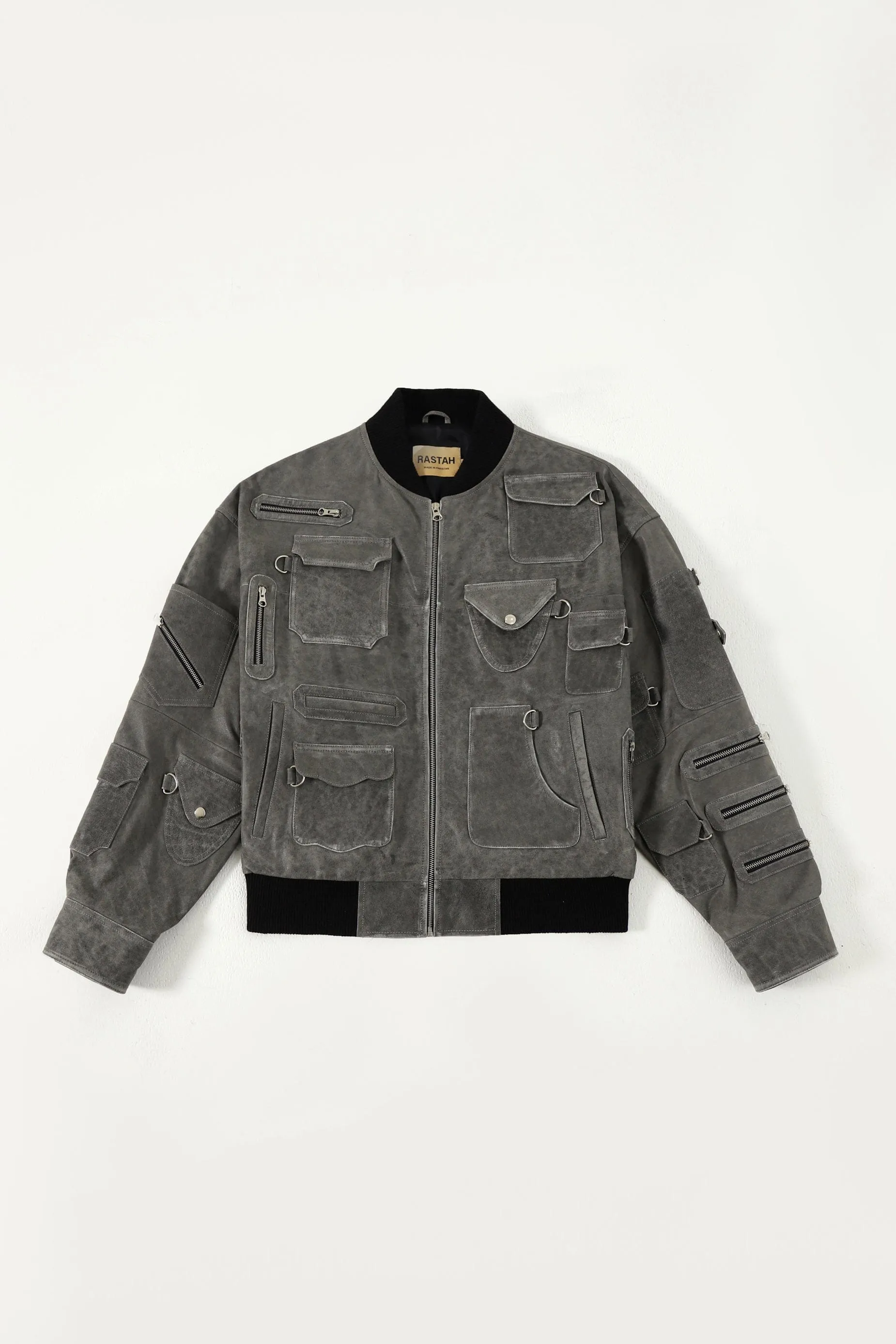 "MIDNIGHT TRAIN" LEATHER BOMBER JACKET