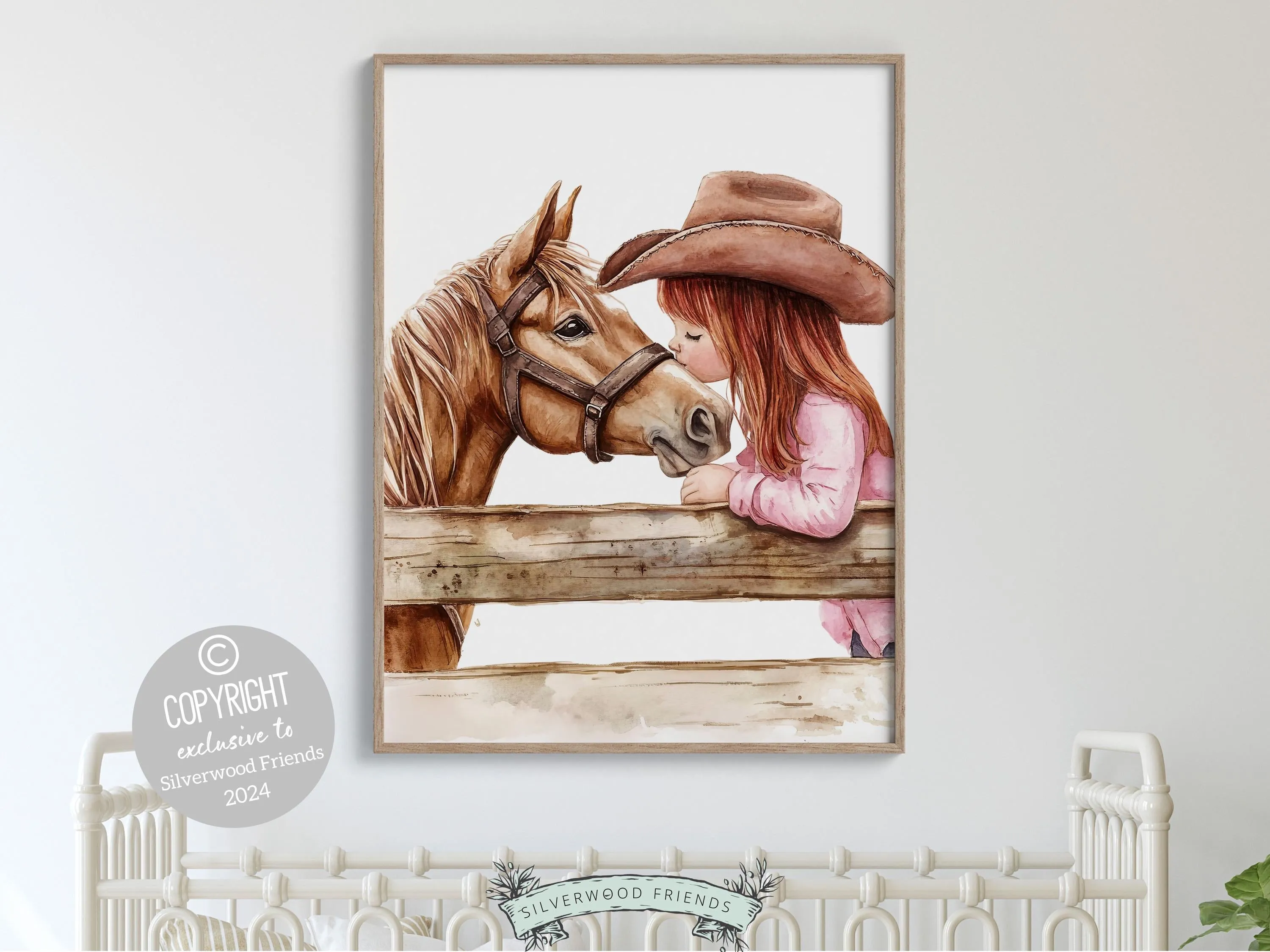 Red Hair Cowgirl Nursery Print - 002