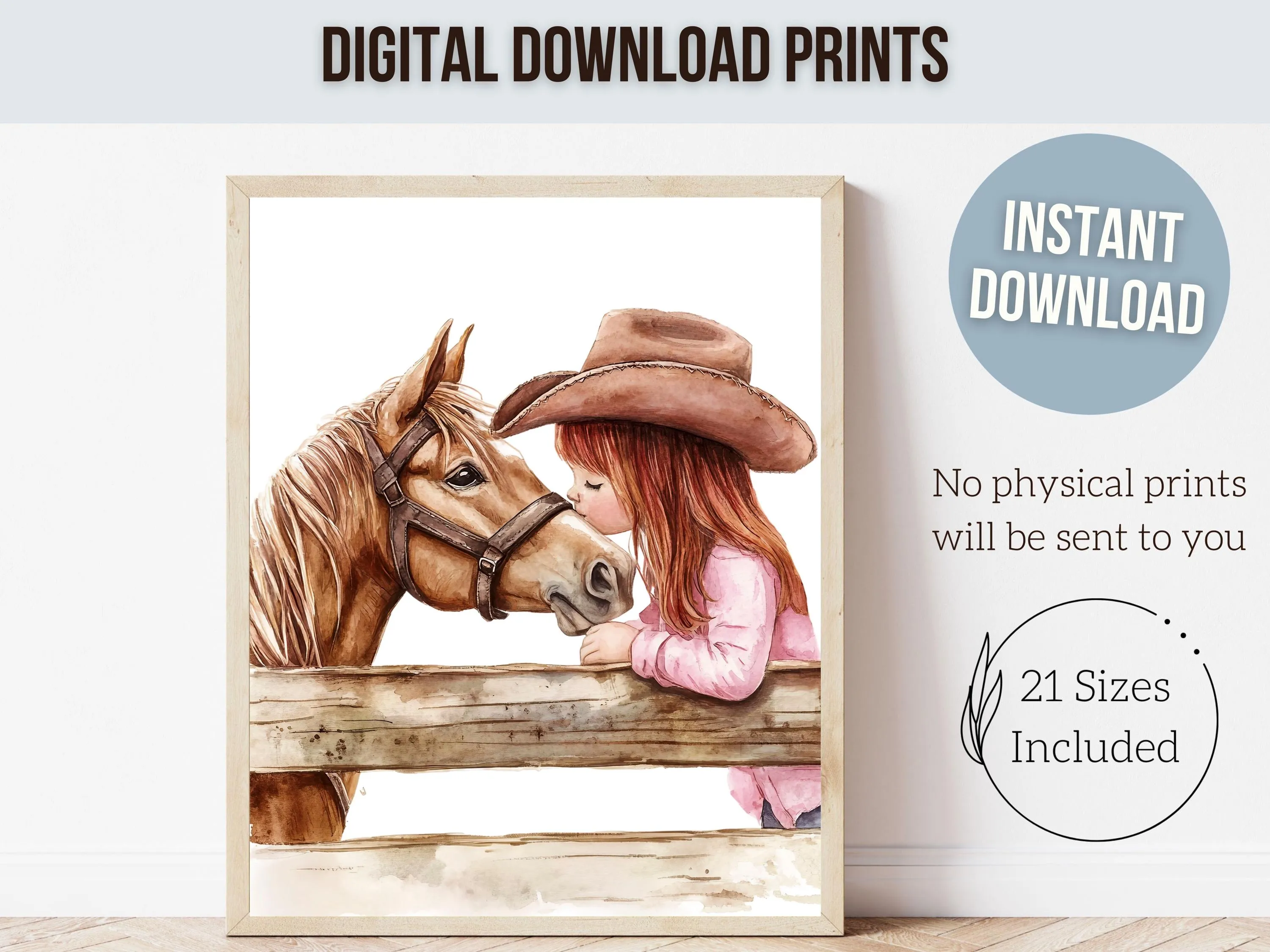 Red Hair Cowgirl Nursery Print - 002