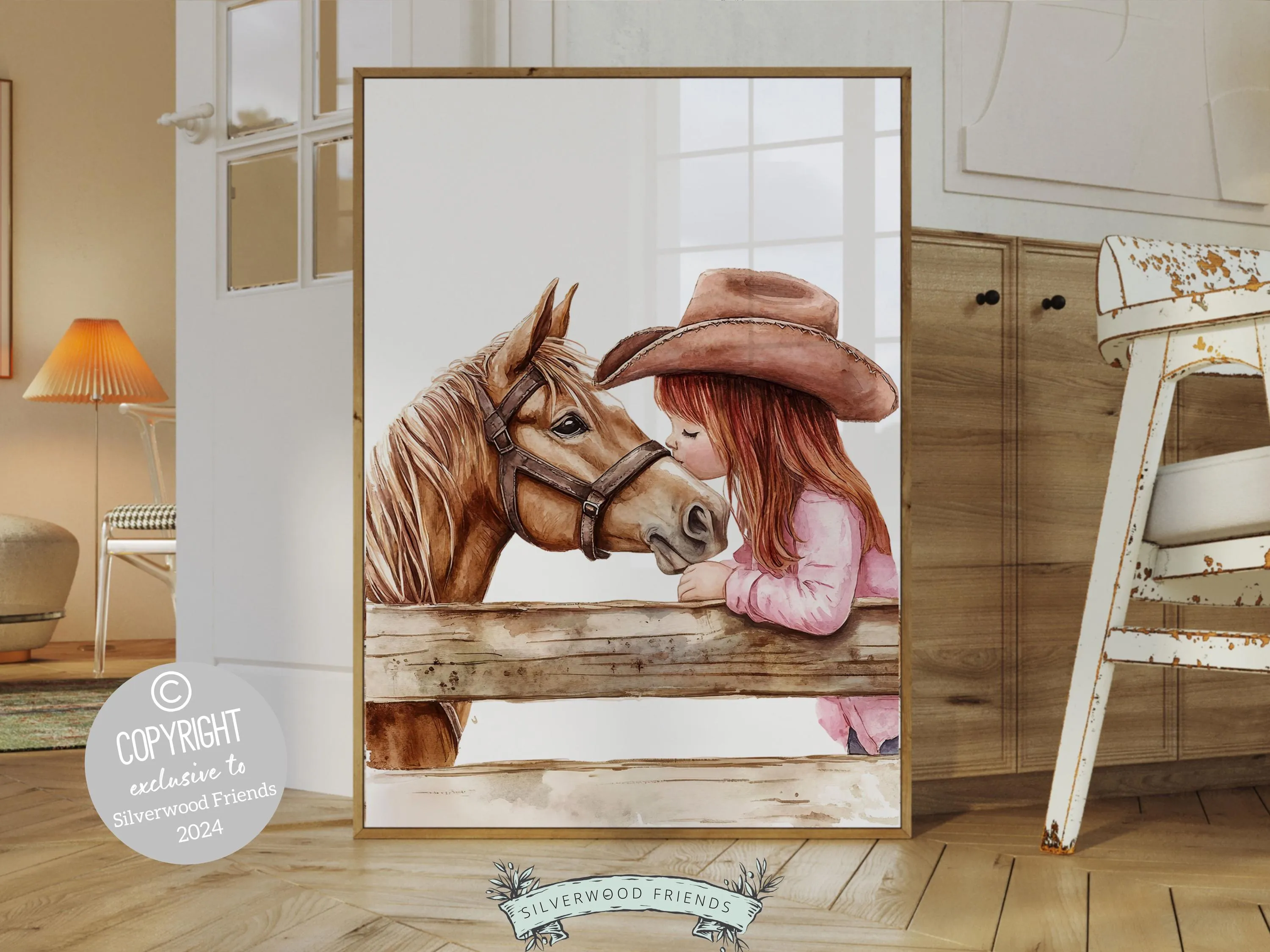 Red Hair Cowgirl Nursery Print - 002