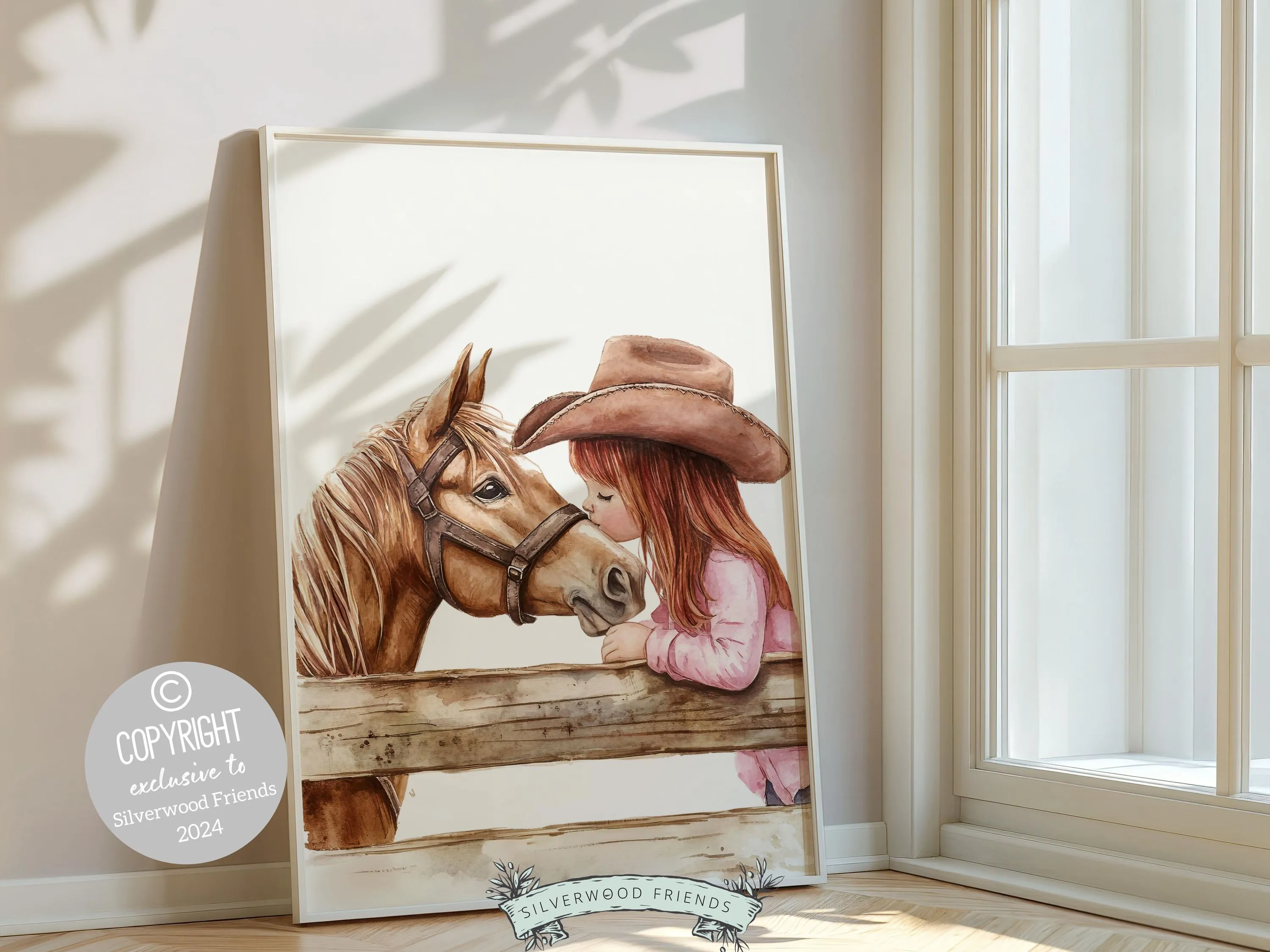 Red Hair Cowgirl Nursery Print - 002