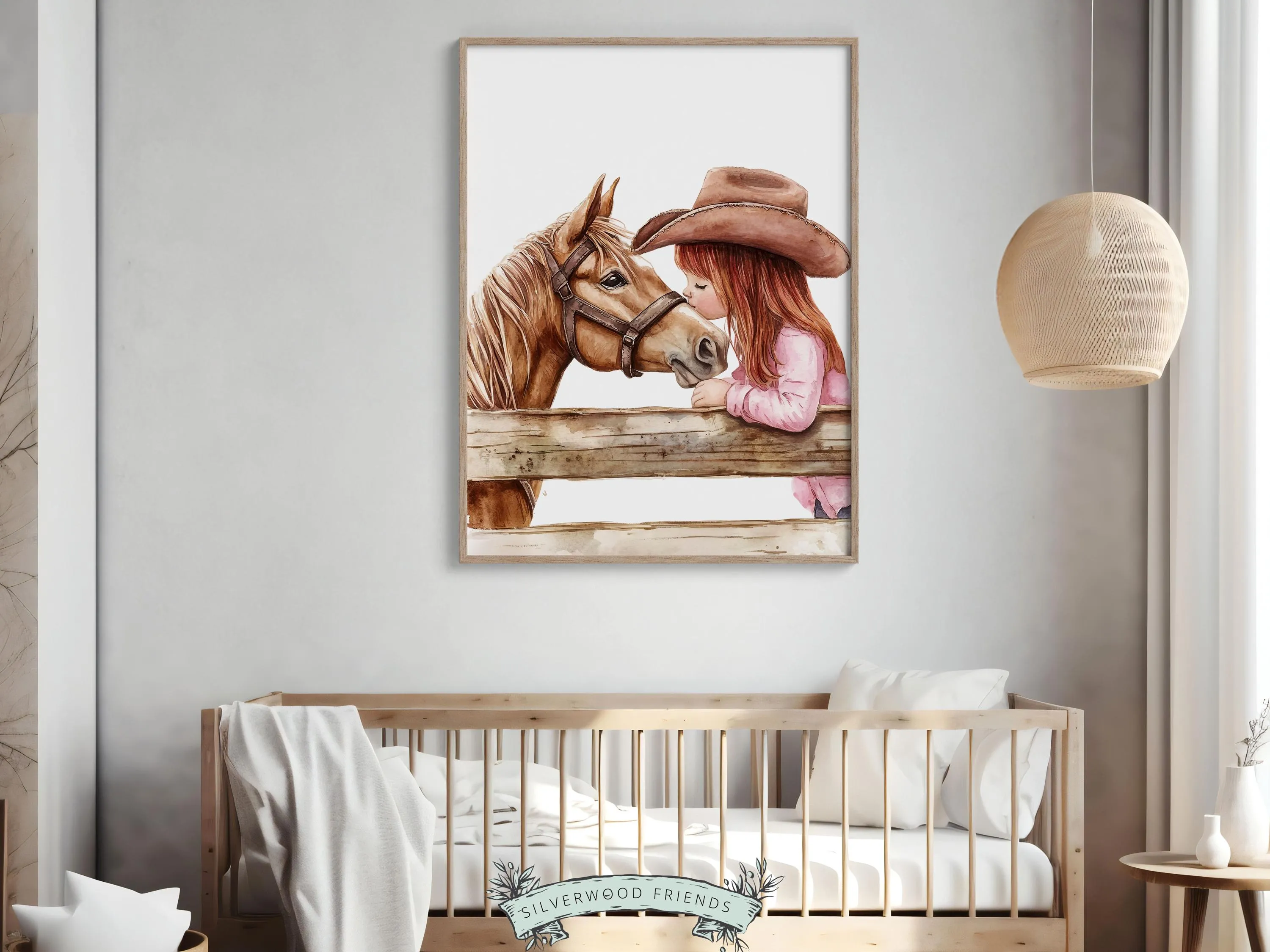 Red Hair Cowgirl Nursery Print - 002