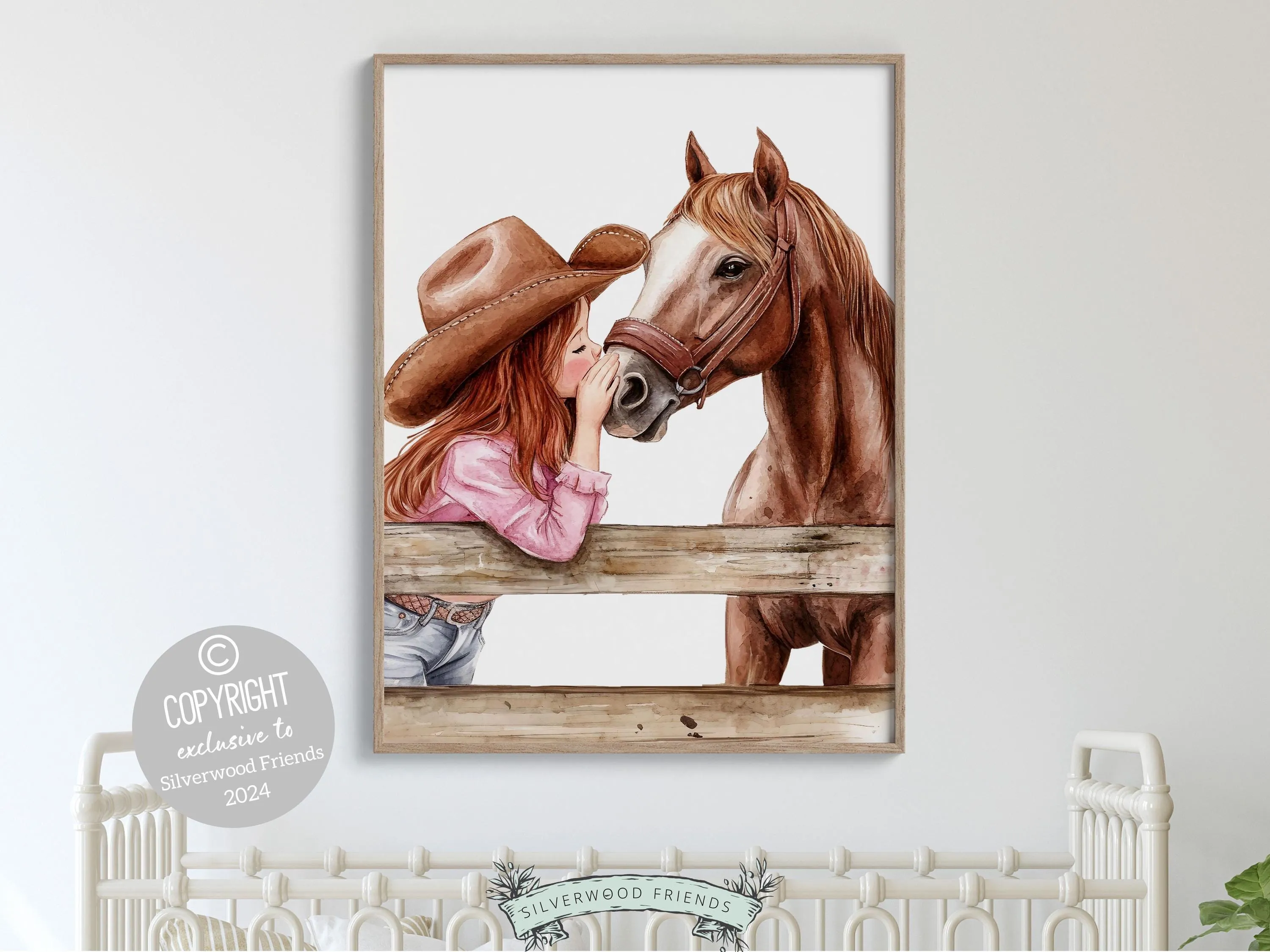 Red Hair Cowgirl Nursery Print - 004