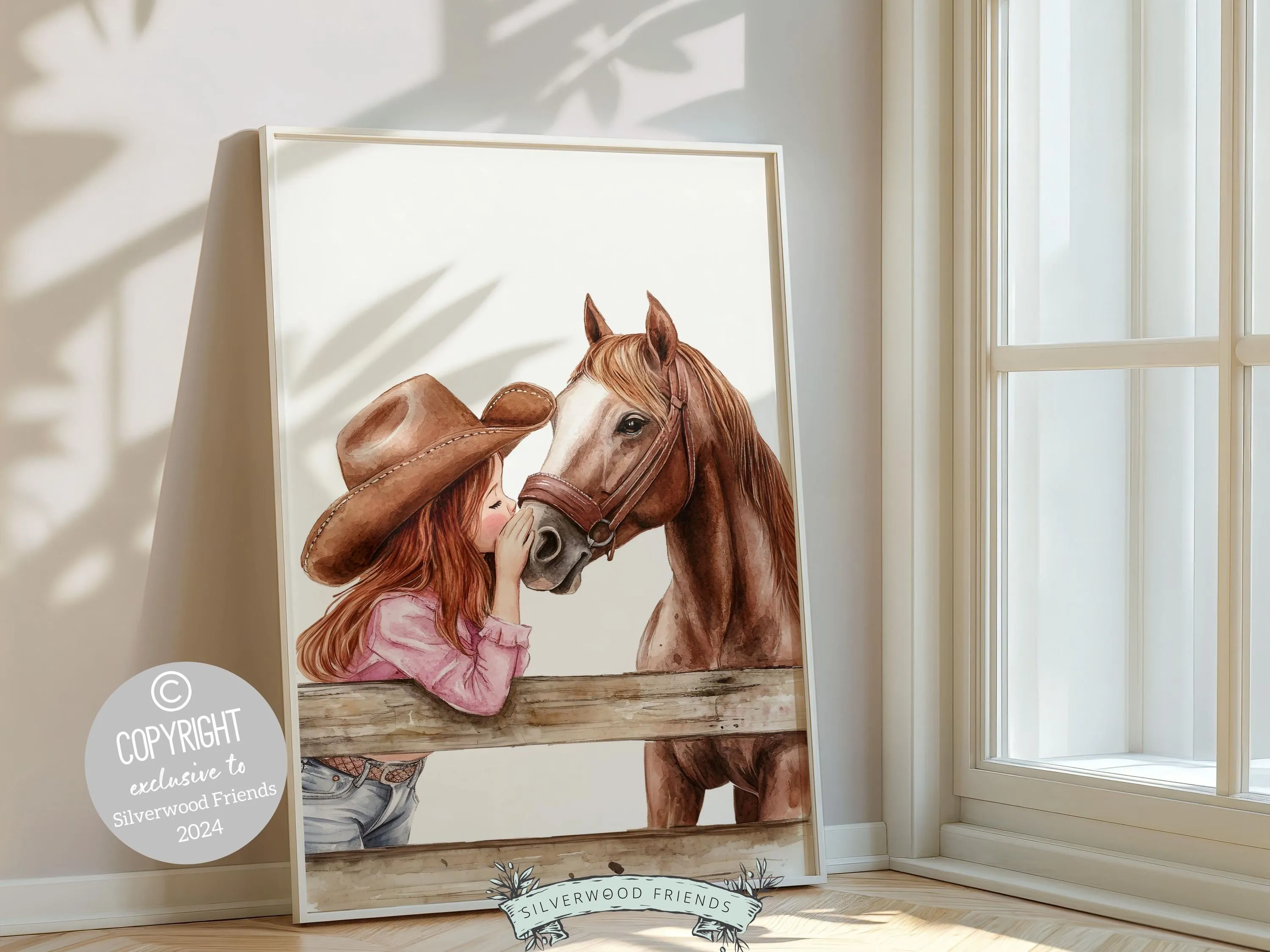 Red Hair Cowgirl Nursery Print - 004