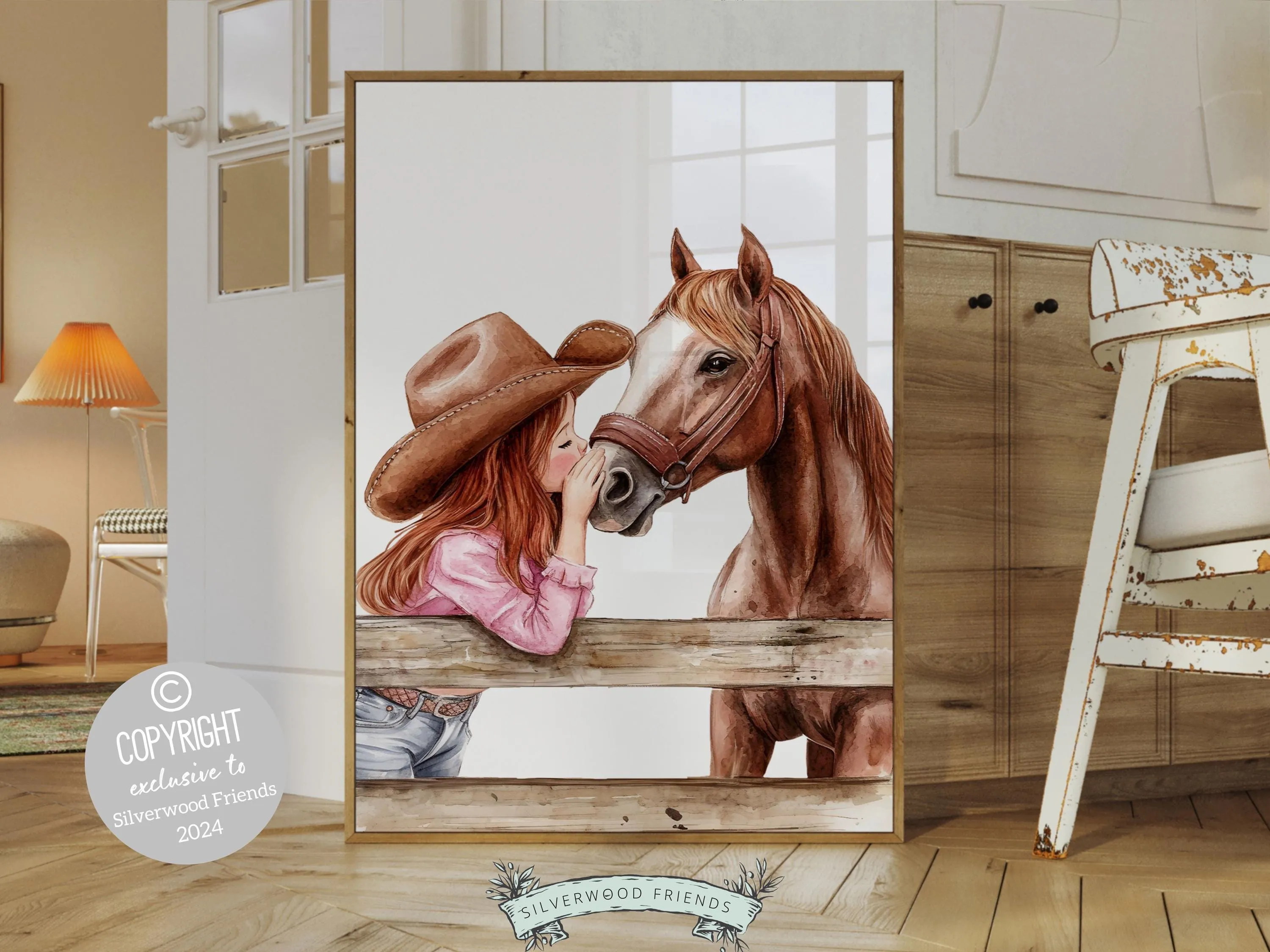 Red Hair Cowgirl Nursery Print - 004