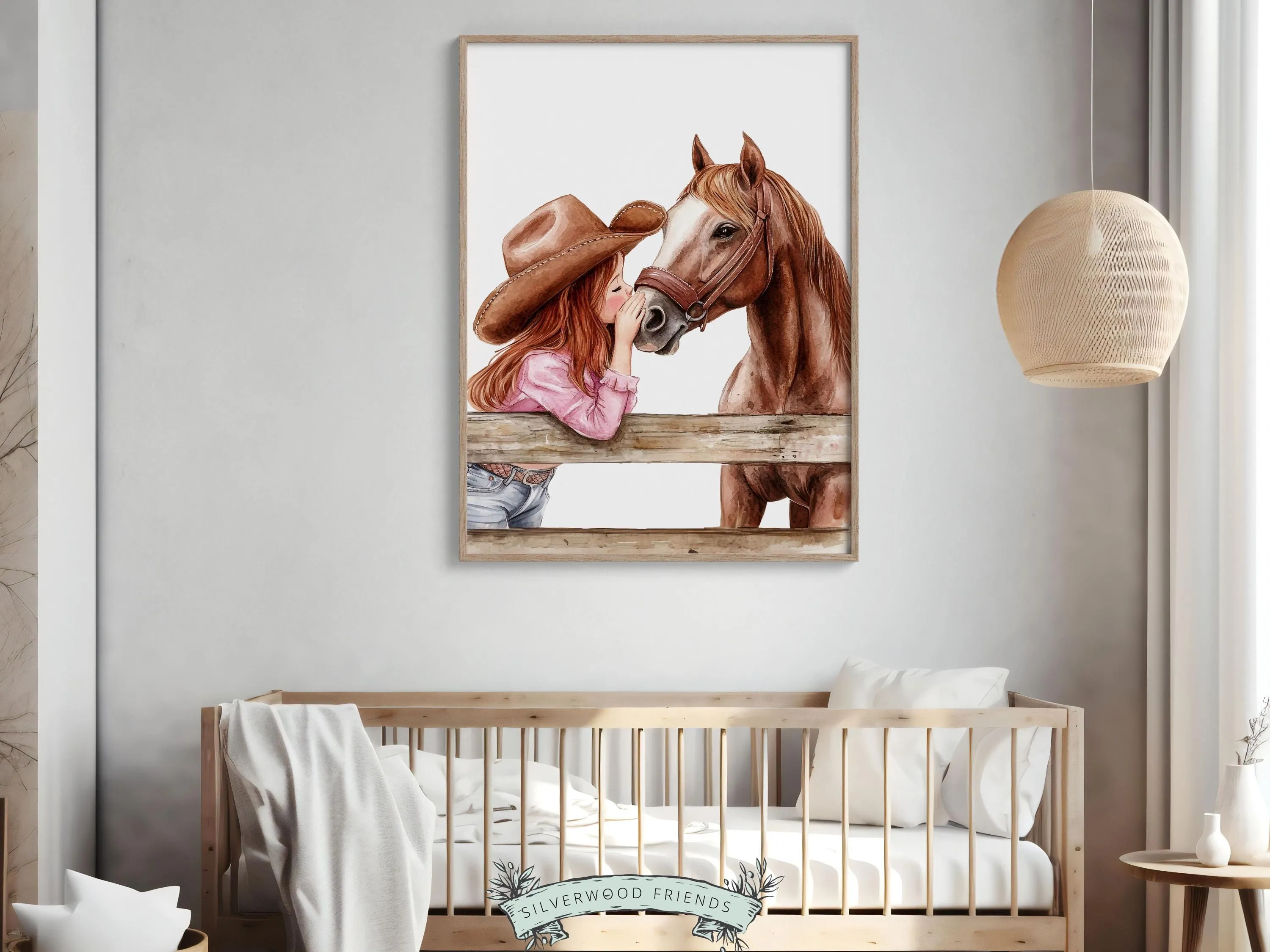 Red Hair Cowgirl Nursery Print - 004