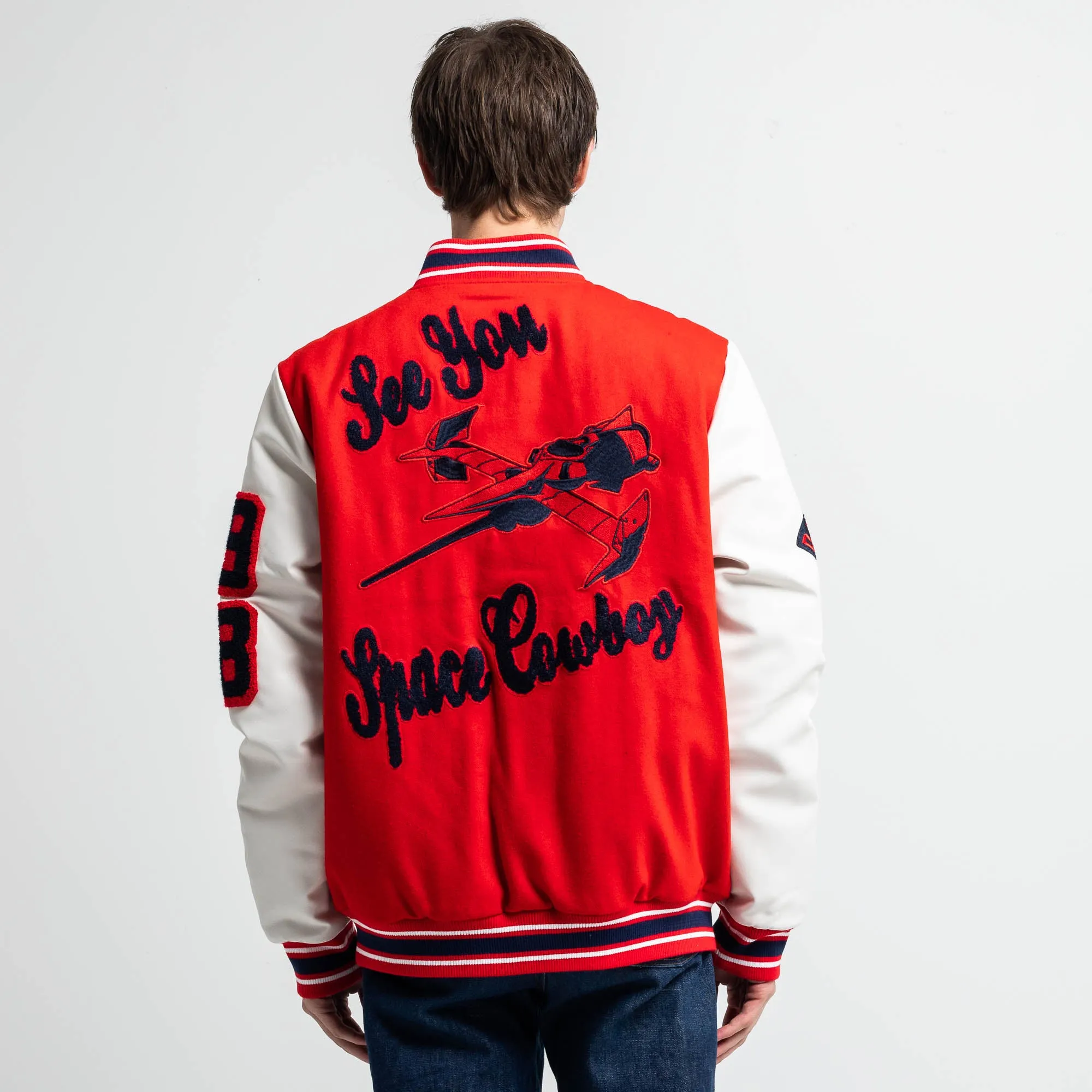 See You Space Cowboy Red Varsity Jacket