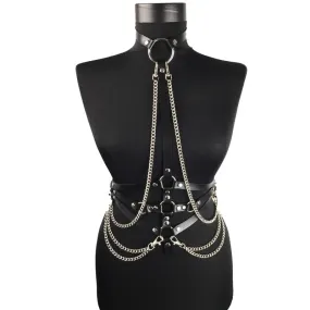 'Slave for you' Black Gothic Chain O'Ring Harness