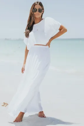 Sunrise Short Sleeve Top & Maxi Skirt White Set - FINAL SALE