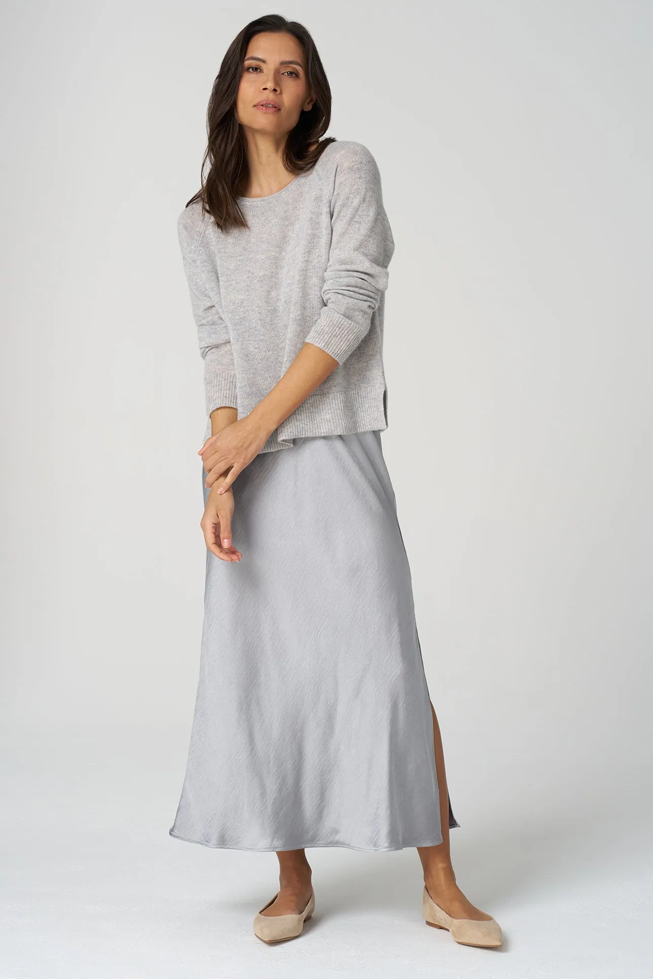 Textured Sateen Bias Skirt