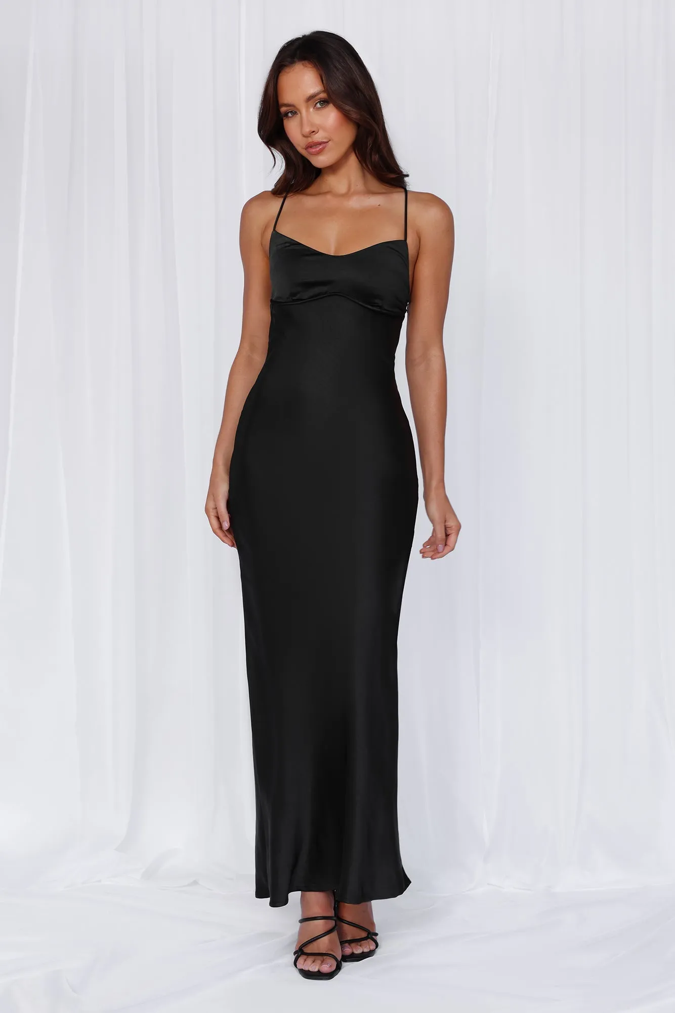 The Samara Satin Maxi Dress Black