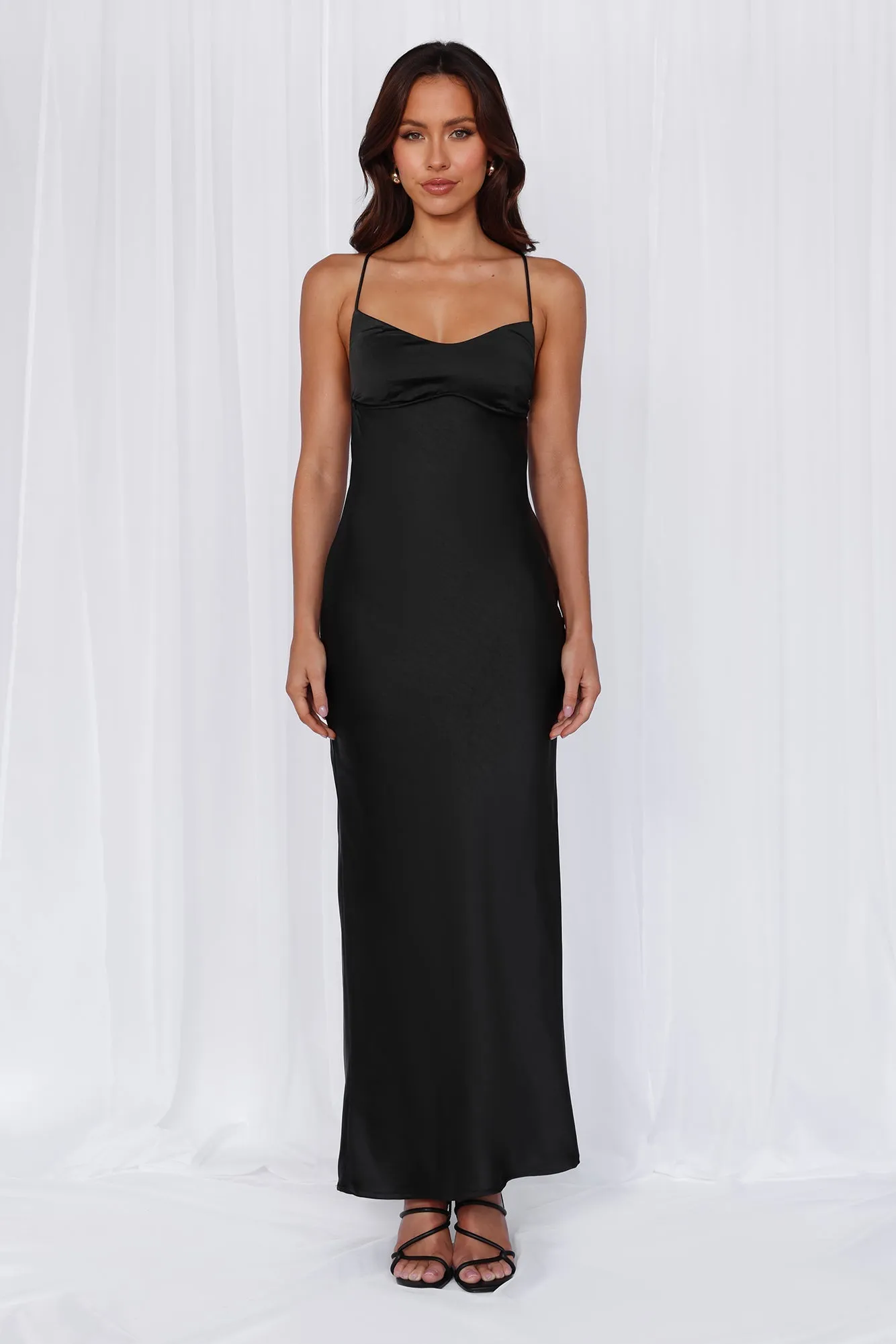 The Samara Satin Maxi Dress Black