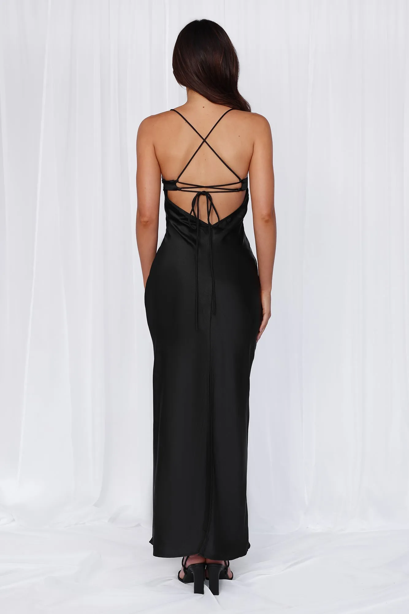 The Samara Satin Maxi Dress Black