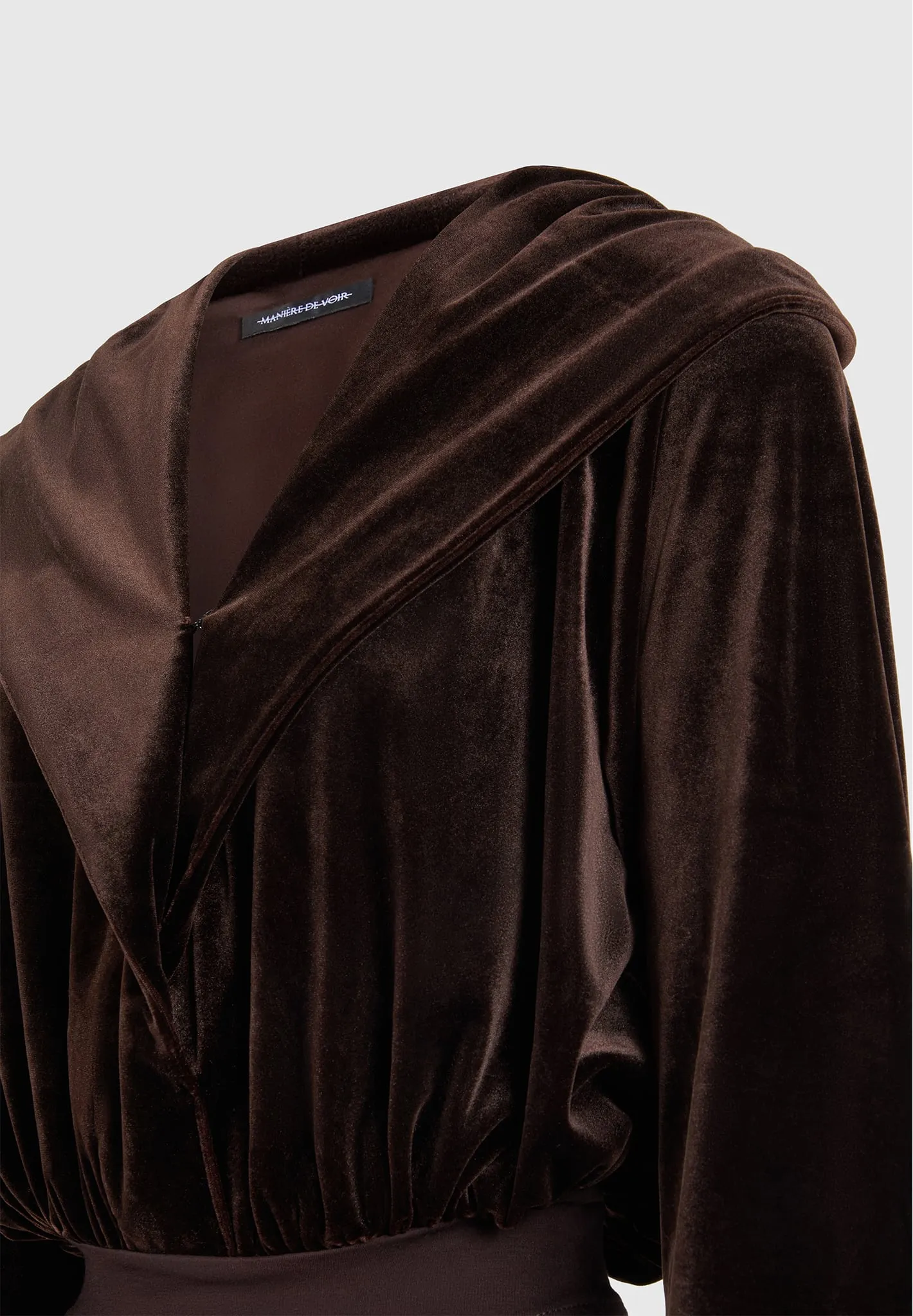 Velour Hooded Bodysuit - Brown