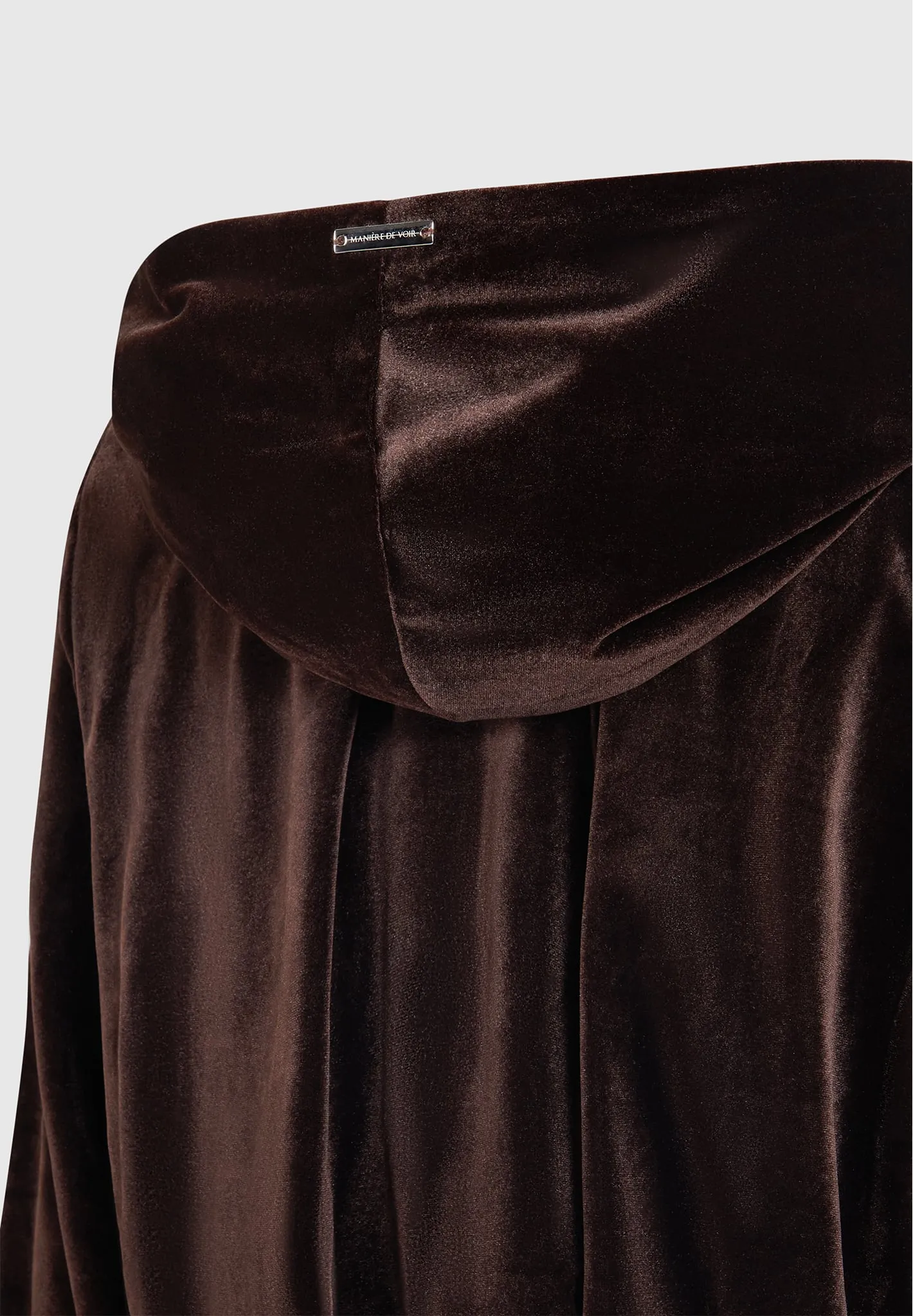 Velour Hooded Bodysuit - Brown