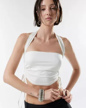 WHITE HALTER NECK TOP