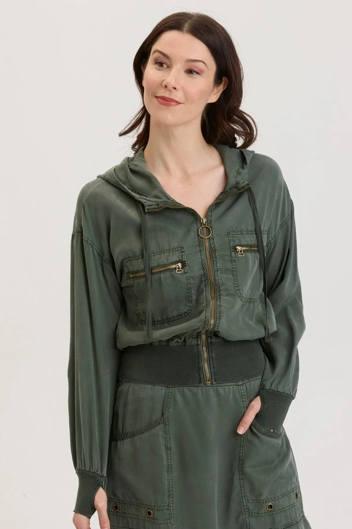 XCVI KARNEY BOMBER JACKET - OLIVE GREEN - 14588HERPK