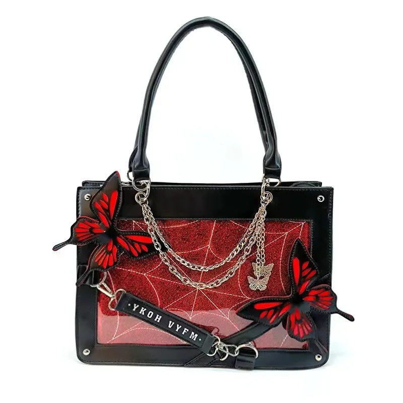 Y2K Labyrinth Butterfly Spider Web Letter DIY Transparent Fashion Bag